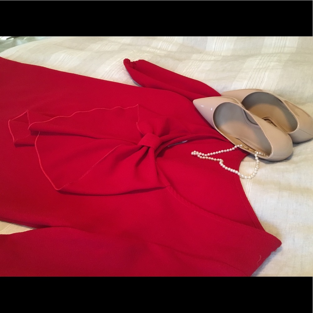Red Shift Dress with Bow detail on the back